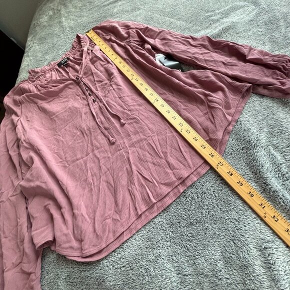 ANA Womens Top Size 2XL Mauve Whimsical Fairy Ruffle Lace Western Crinkle 18679 - Picture 5 of 9